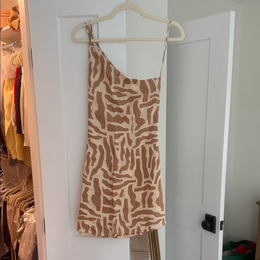 Faithfull the Brand Brown & Cream Printed Slip Mini Dress